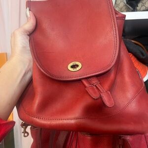 Coach Red Leather Backpack